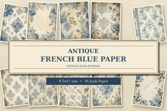 Antique French Blue Junk Paper