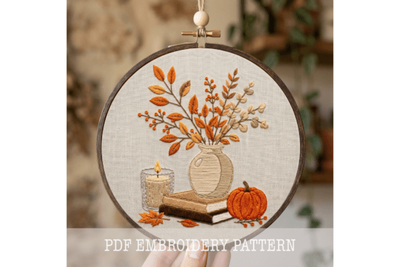Autumn Candle Books Embroidery Pattern