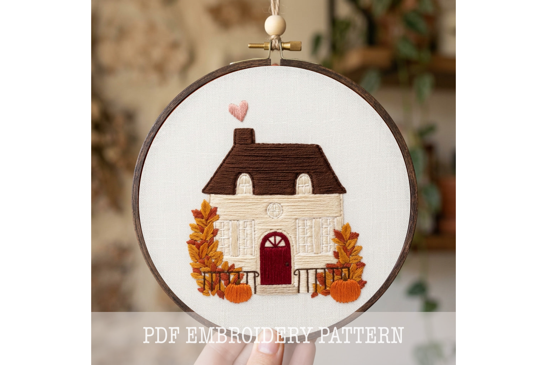 Autumn Cottage House Embroidery Pattern