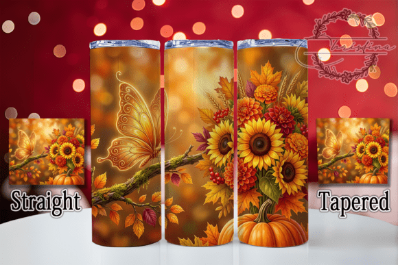 Autumn Golden Butterfly Fall Tumbler