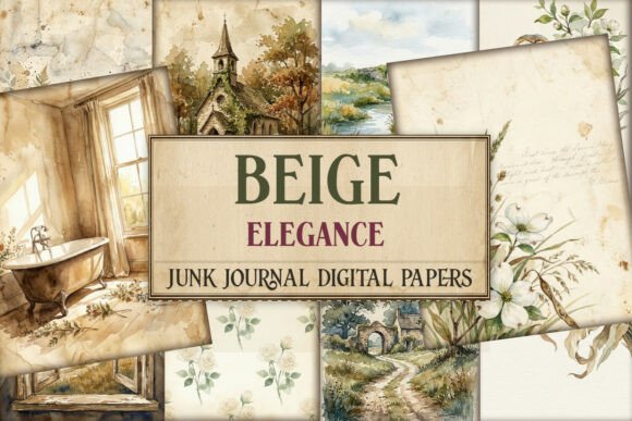 Beige Elegance Junk Journal Pages