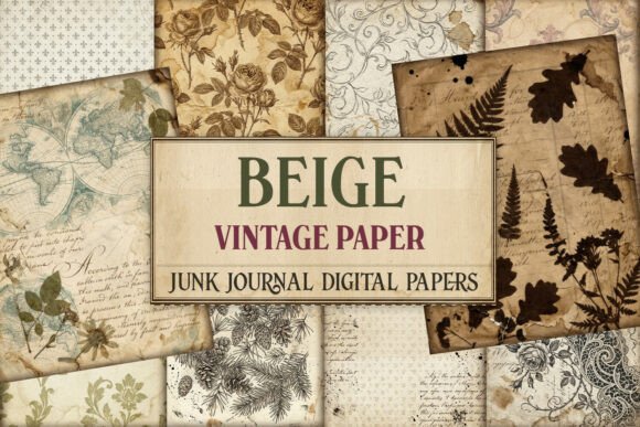 Beige Vintage Junk Journal Pages