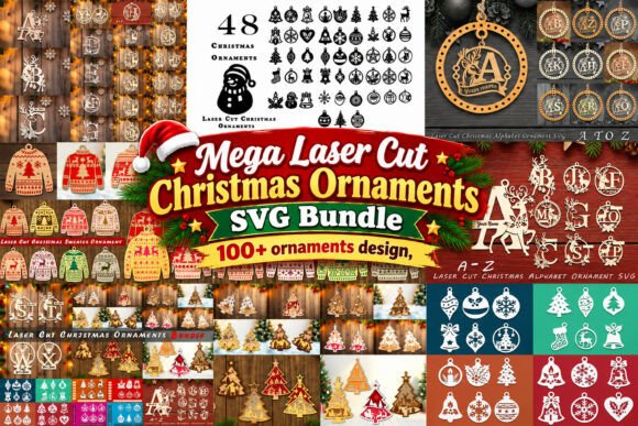Big Laser Cut Christmas Ornament SVG Set laser cut file