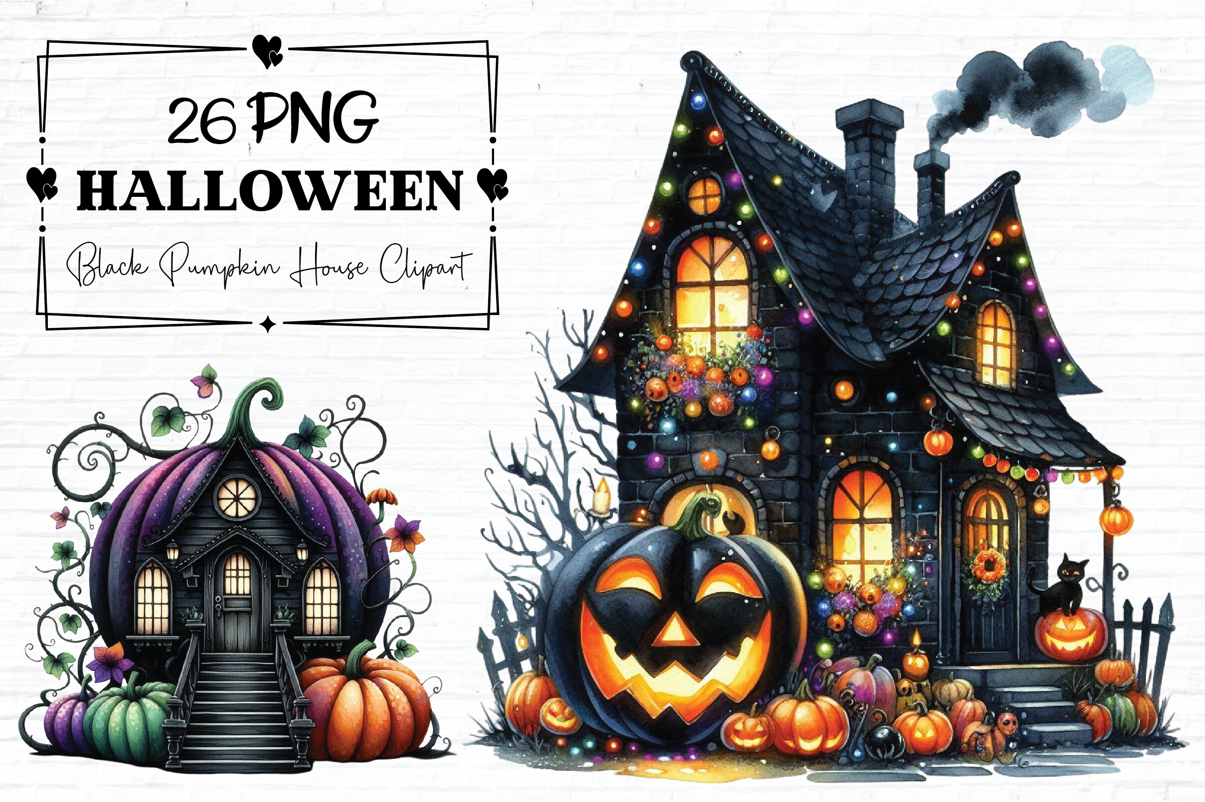 Black Pumpkin House Halloween Clipart