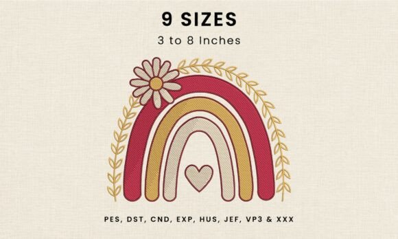 Boho Floral Rainbow Pattern DST PES File