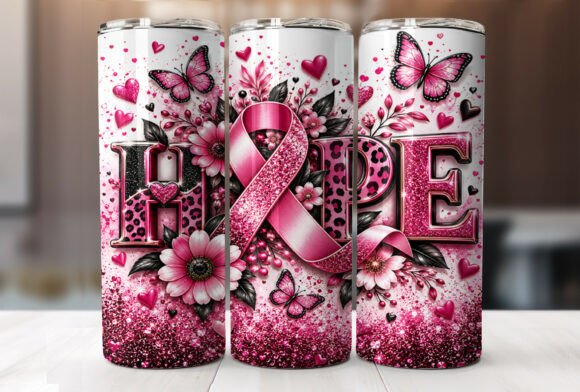 Breast Cancer Hope 20oz Tumbler Wrap PNG