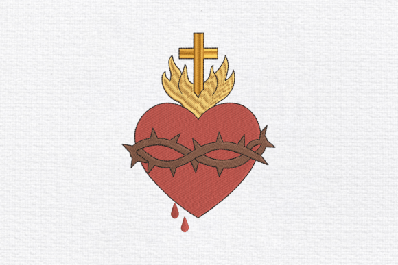 Catholic Jesus Heart Machine Embroidery