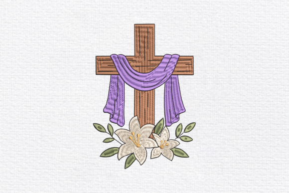 Christian Cross with Purple Cloth