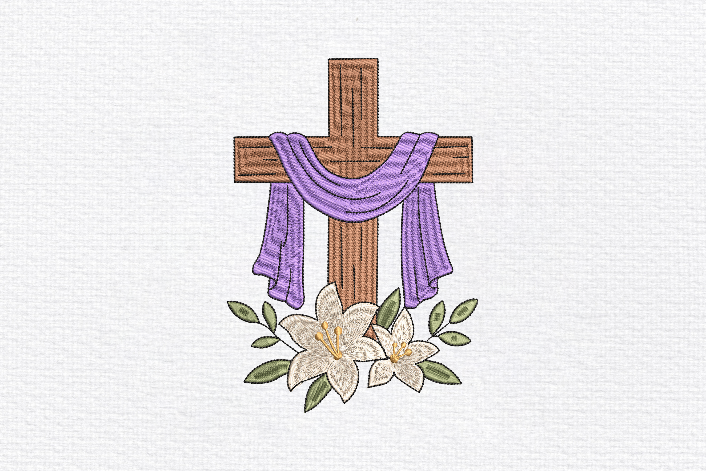 Christian Cross with Purple Cloth
