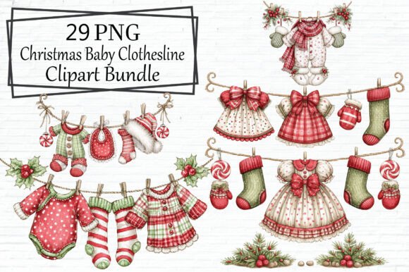 Christmas Baby Clothesline Clipart Png