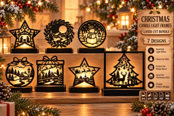 Christmas Candle Frames SVG Bundle
