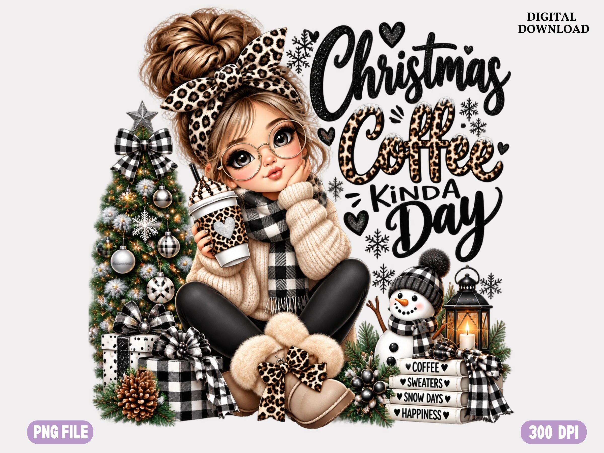 Christmas Coffee Girl Png Cute Holiday