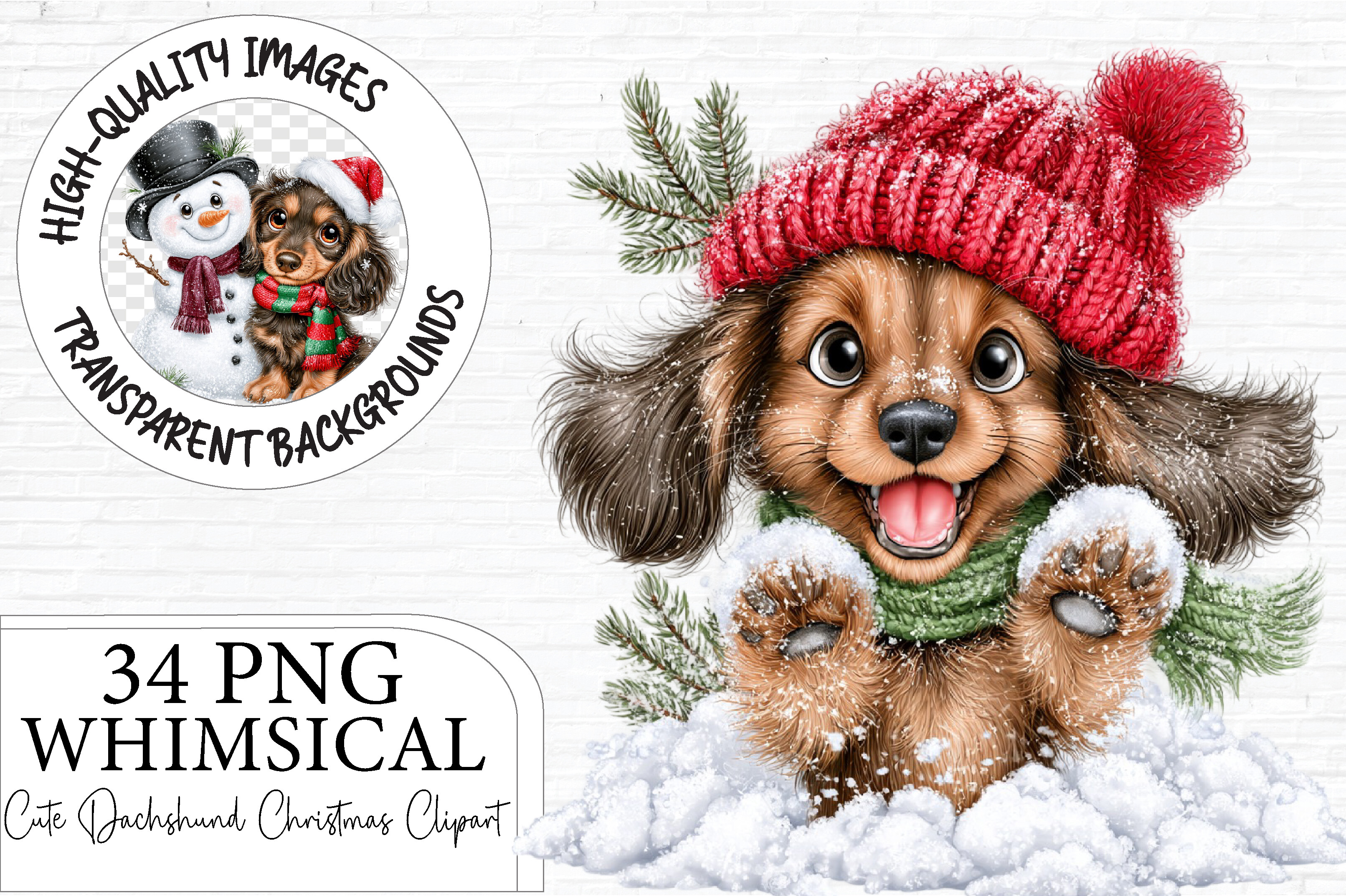 Christmas Dachshund Clipart