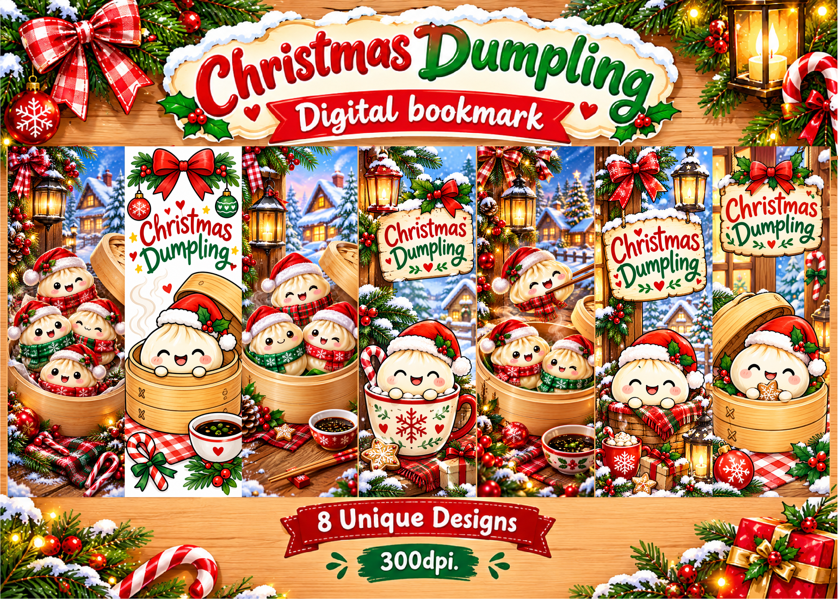 Christmas Dumpling Digital Bookmark