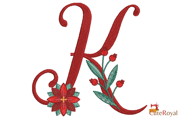 Christmas Floral Alphabet – Letter K