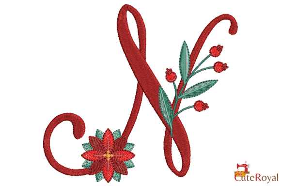 Christmas Floral Alphabet – Letter N