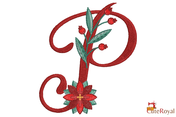 Christmas Floral Alphabet – Letter P