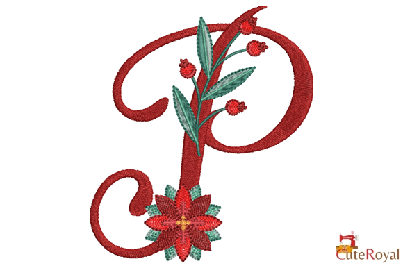Christmas Floral Alphabet – Letter P