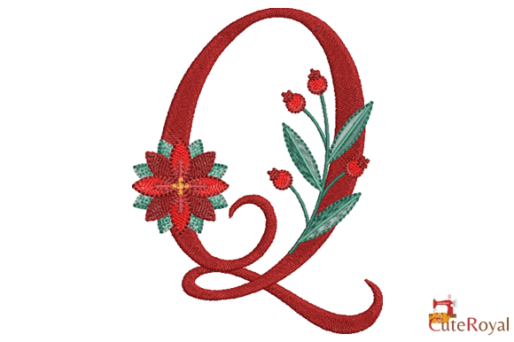 Christmas Floral Alphabet – Letter Q