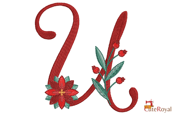 Christmas Floral Alphabet – Letter U