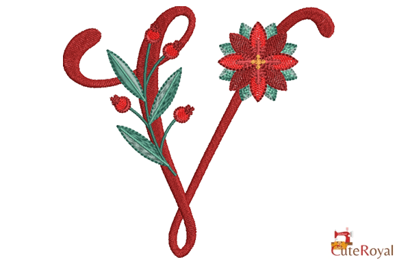 Christmas Floral Alphabet – Letter V