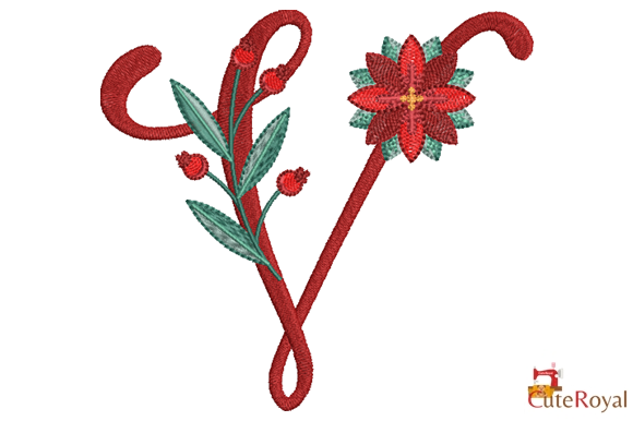 Christmas Floral Alphabet – Letter V