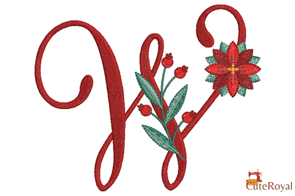 Christmas Floral Alphabet – Letter W