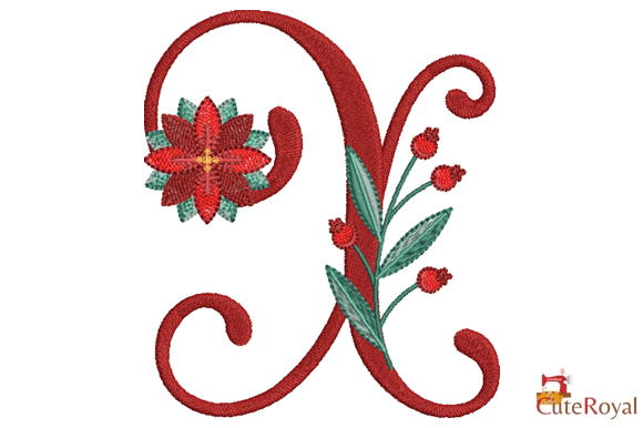 Christmas Floral Alphabet – Letter X