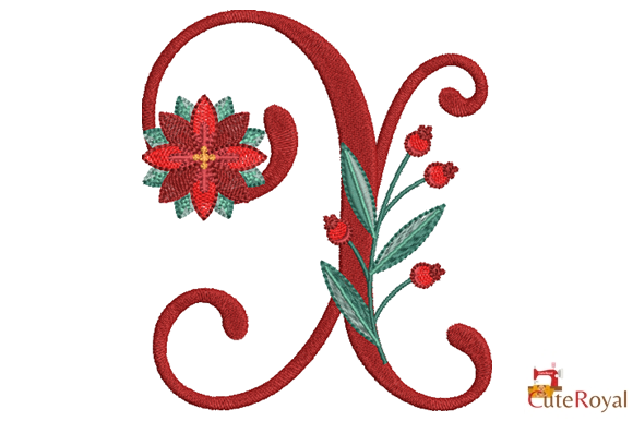 Christmas Floral Alphabet – Letter X