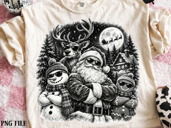Christmas Friends Halftone PNG Graphic Illustrations By daily.arts