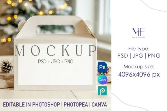 Christmas Gable Box Label Mockup