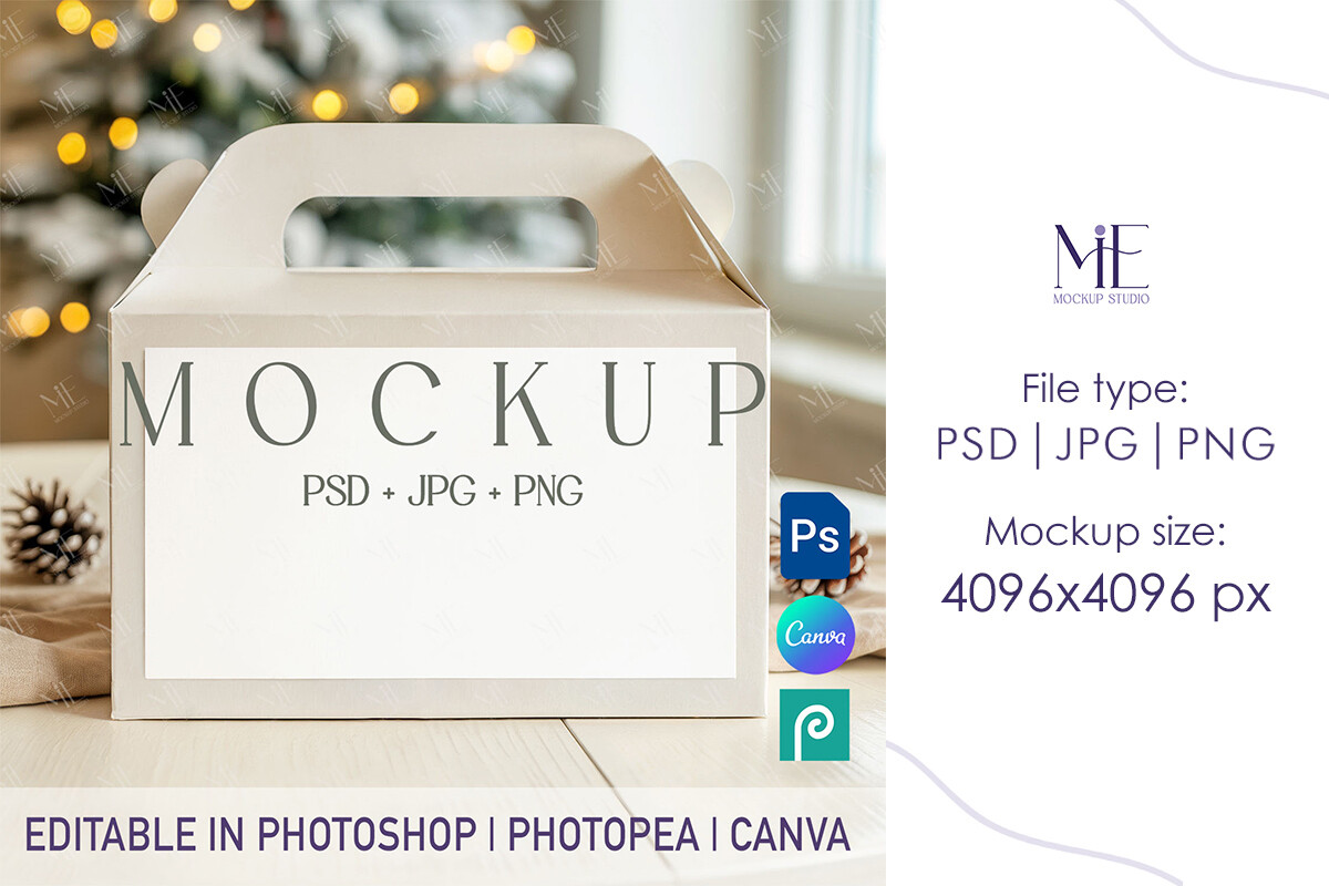 Christmas Gable Box Label Mockup