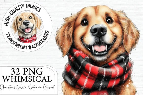 Christmas Golden Retriever Clipart