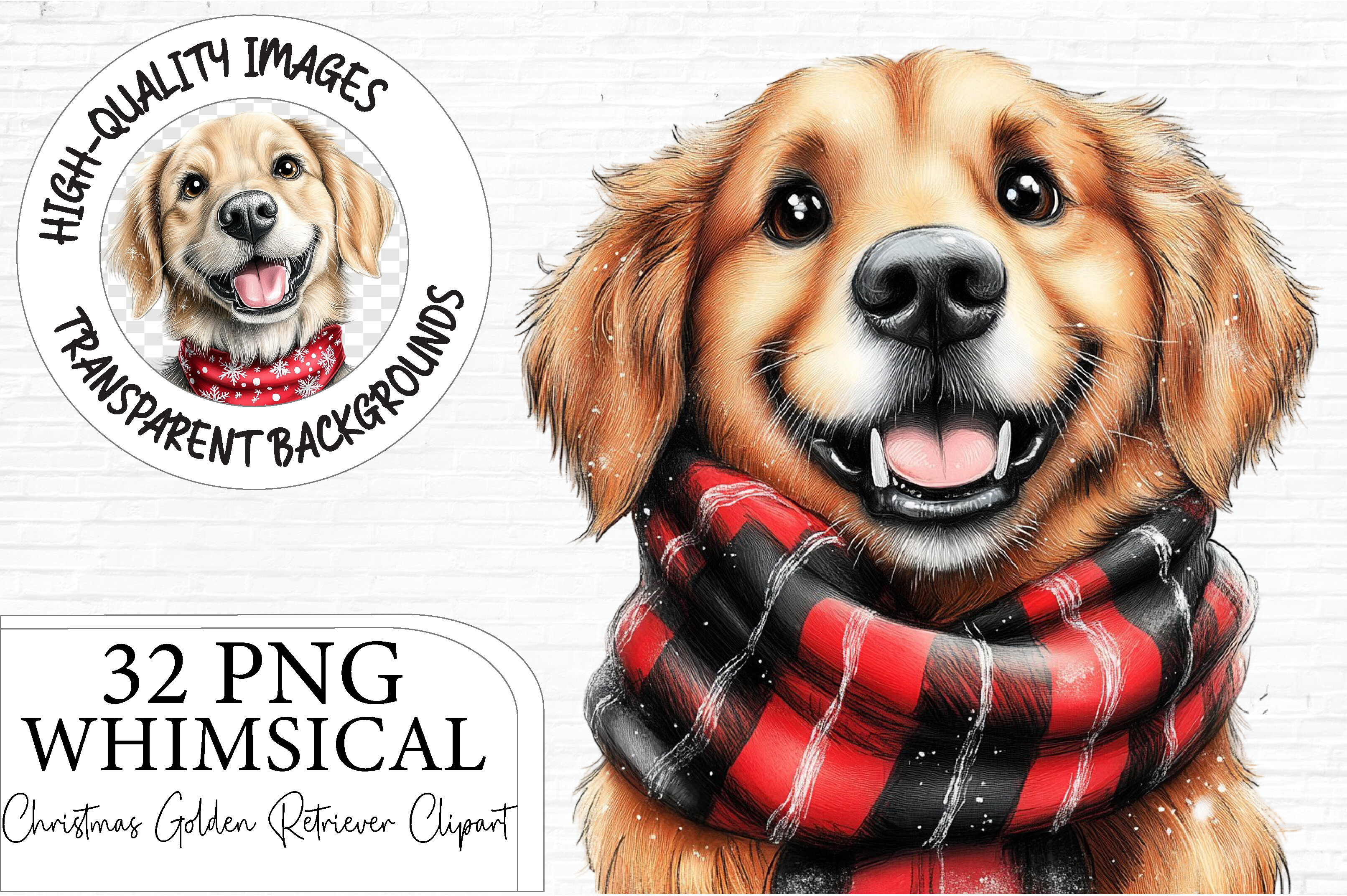 Christmas Golden Retriever Clipart