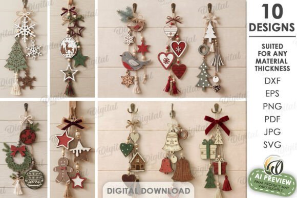 Christmas Hanging Ornaments Bundle Laser laser cut file