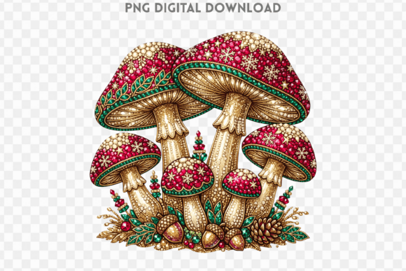 Christmas Mushroom Rhinestone PNG