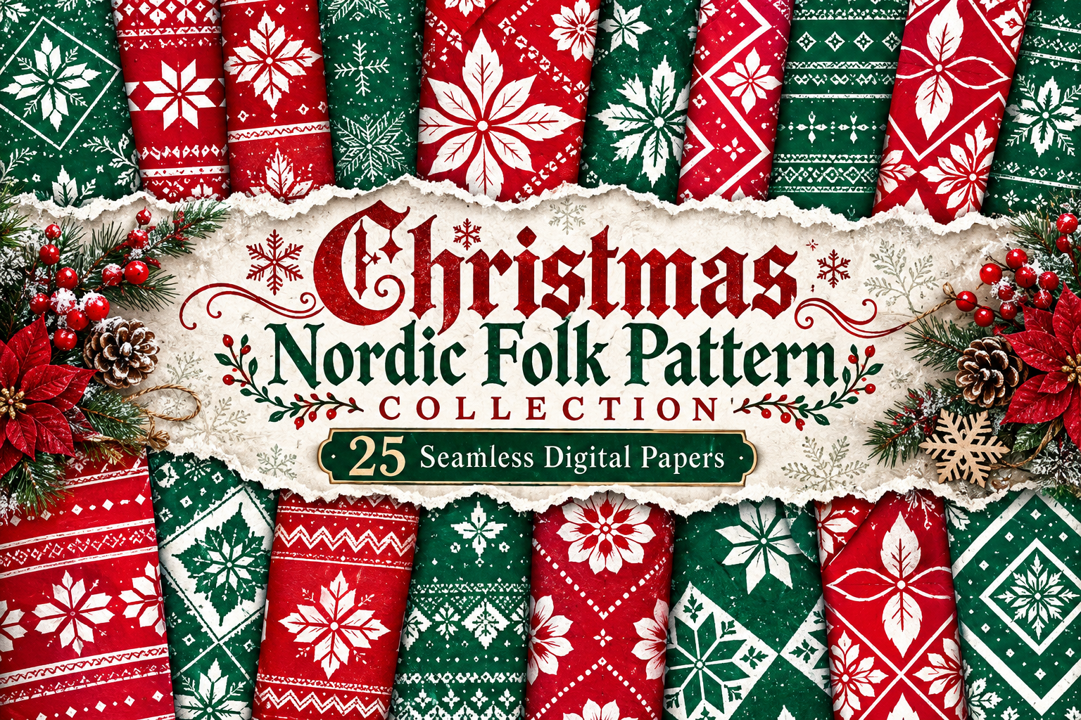 Christmas Nordic Folk Pattern Collection