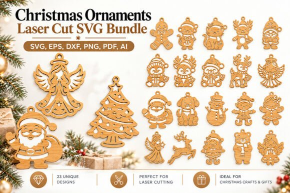 Christmas Ornaments Laser Cut Svg Bundle Laser Cutting