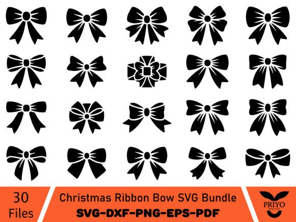 Christmas Ribbon Bow SVG Bundle, Ribbon