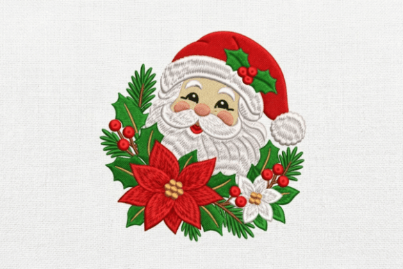 Christmas Santa Floral Embroidery Design