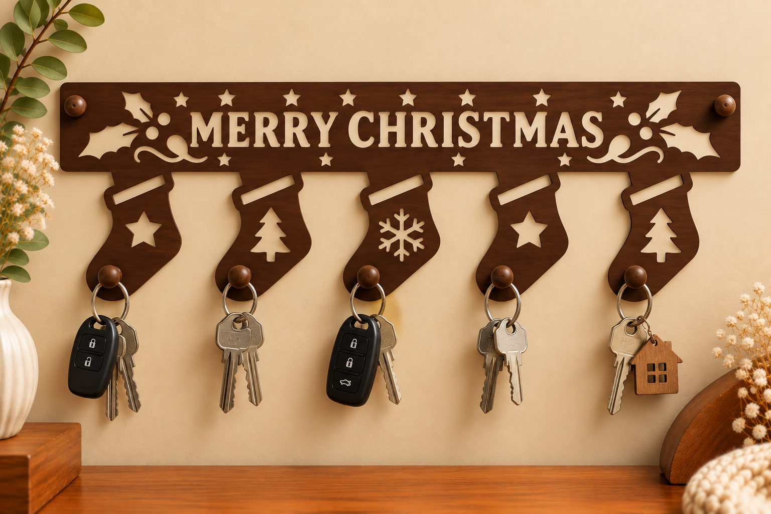 Christmas Stocking Laser Cut Key Holder laser cut file