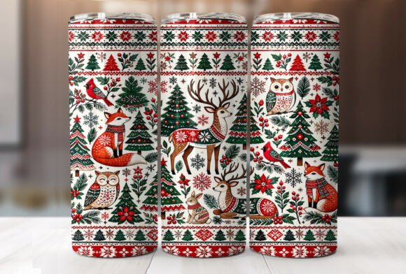 Christmas Woodland Animals Tumbler Wrap