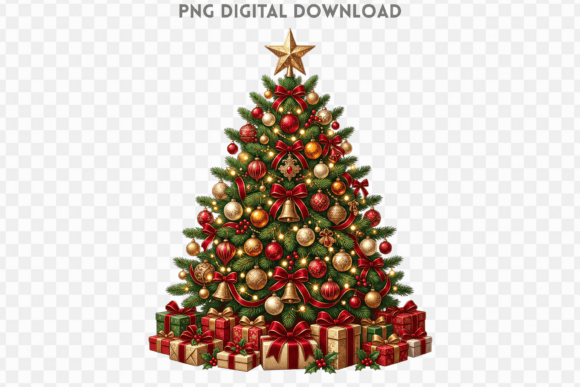 Classic Red Christmas Tree PNG