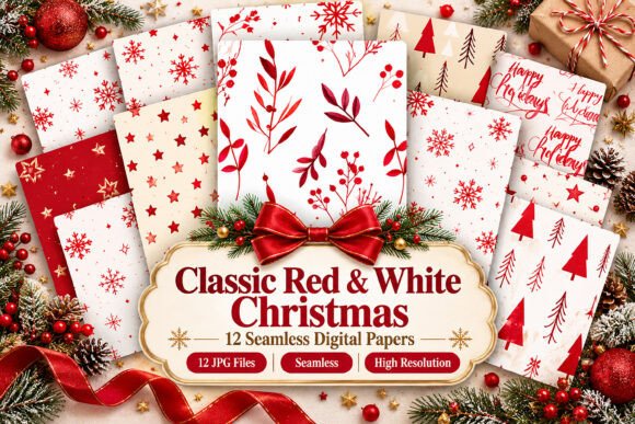 Classic Red & White Christmas Digital