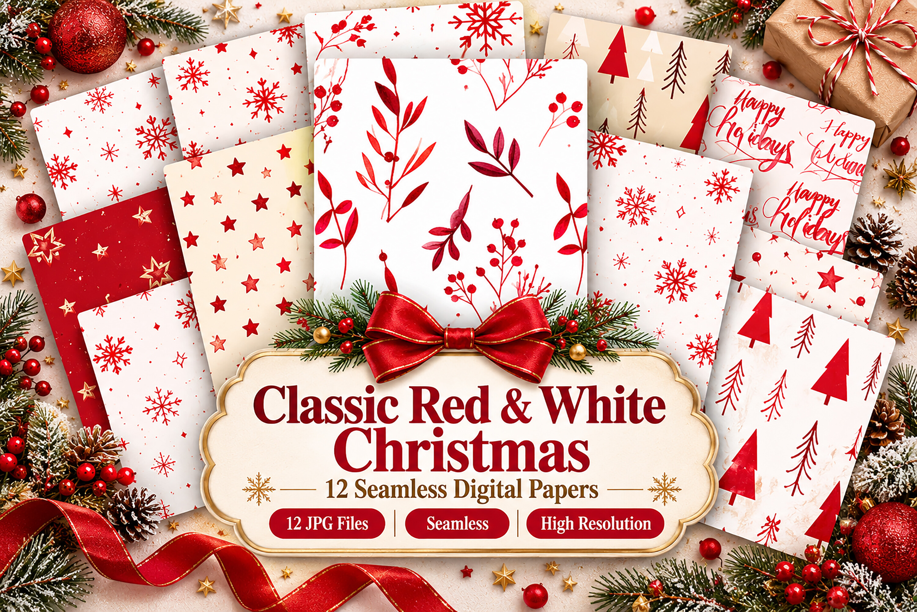 Classic Red & White Christmas Digital