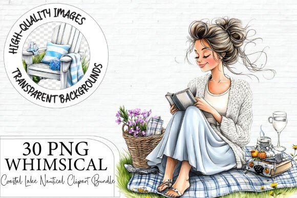 Coastal Lake Nautical Clipart PNG Bundle