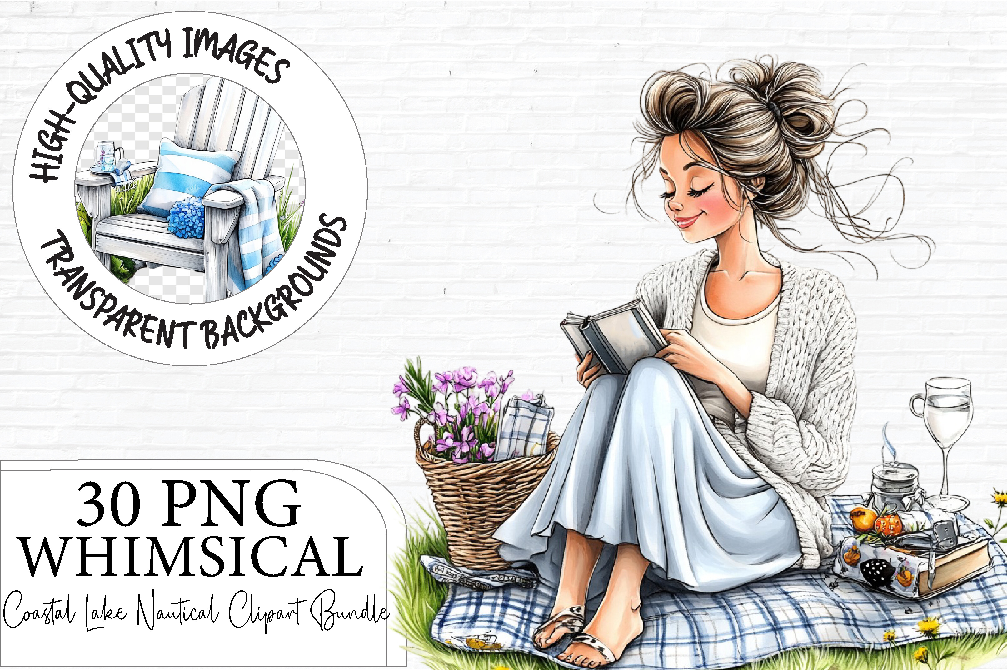 Coastal Lake Nautical Clipart PNG Bundle