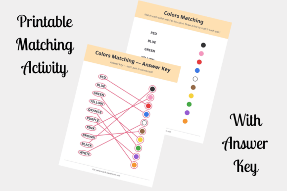 Colors Matching Activity Sheet