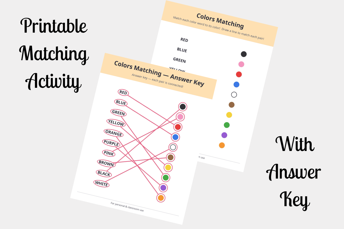 Colors Matching Activity Sheet