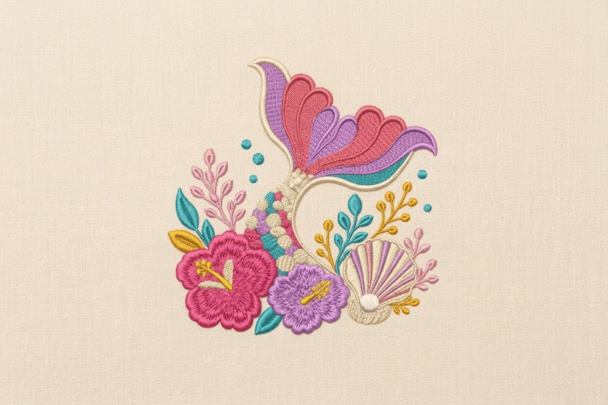 Cottagecore Mermaid Embroidery Design